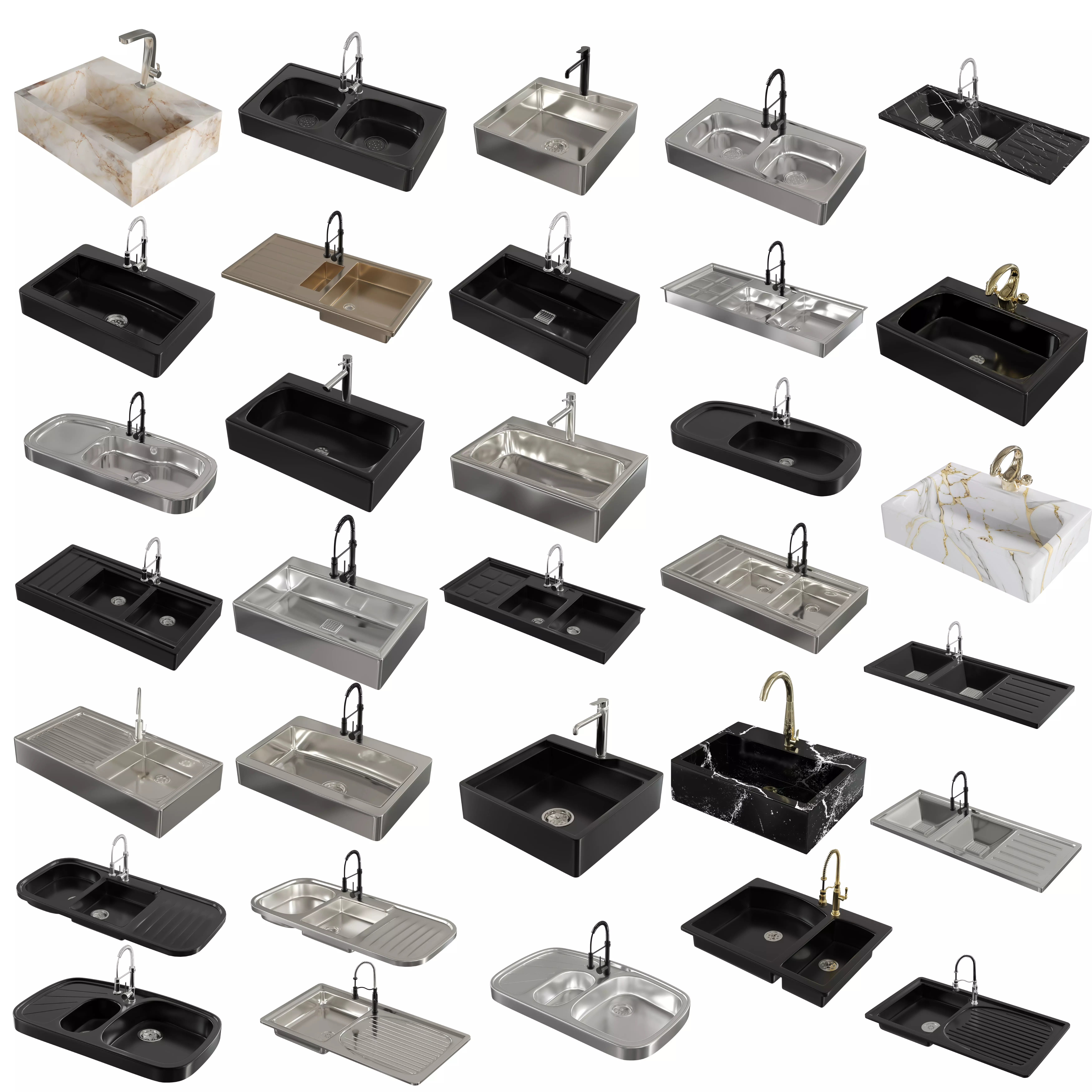 32 sinks pack 3D model_0