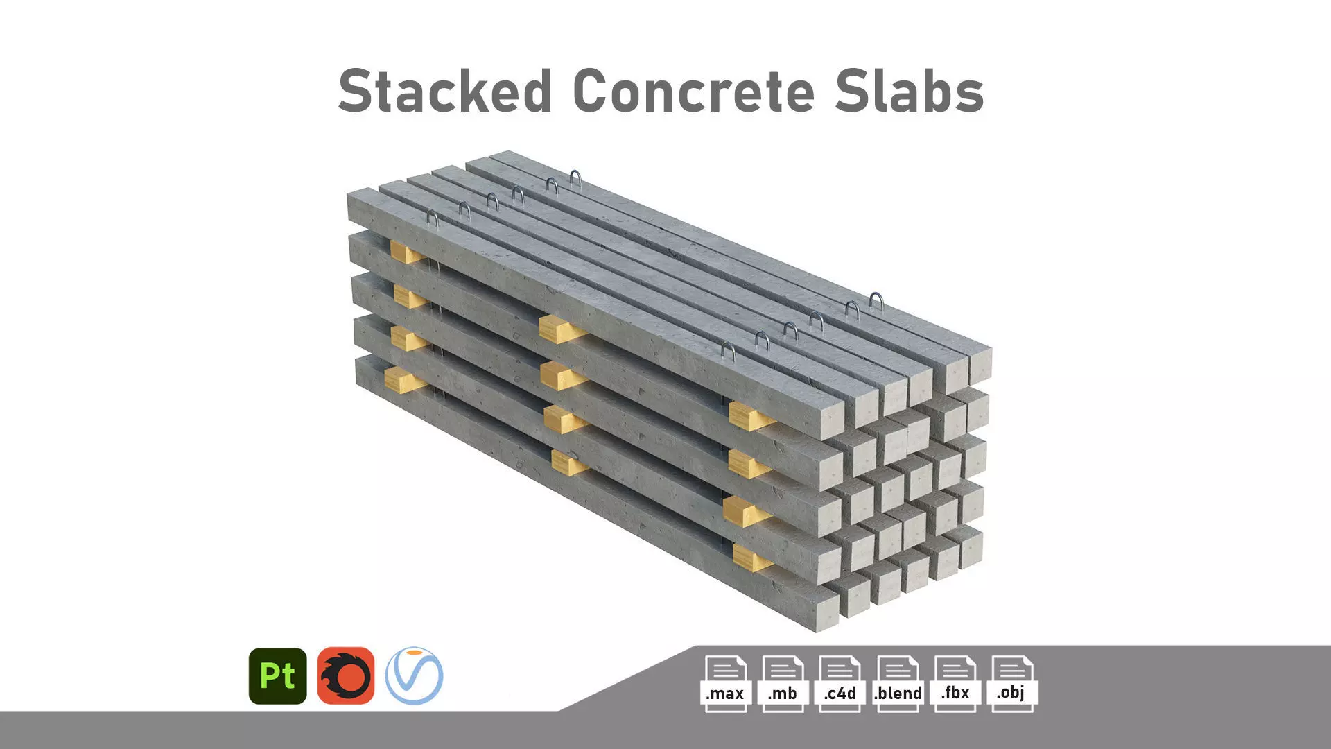 Stacked Concrete Slabs Low-poly 3D model_0