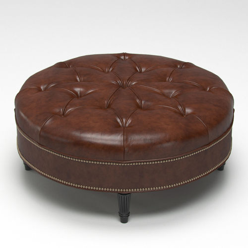 Vintage Large Round Ottoman 3D model