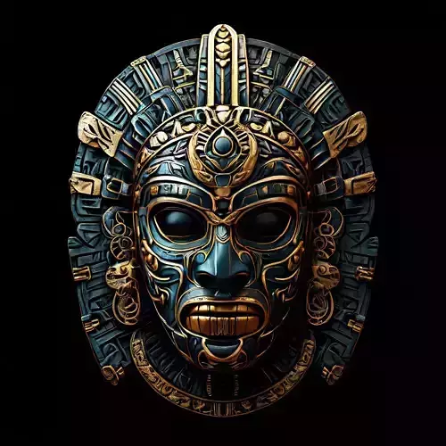 Ancient Mayan Gold and Jade Mask Model