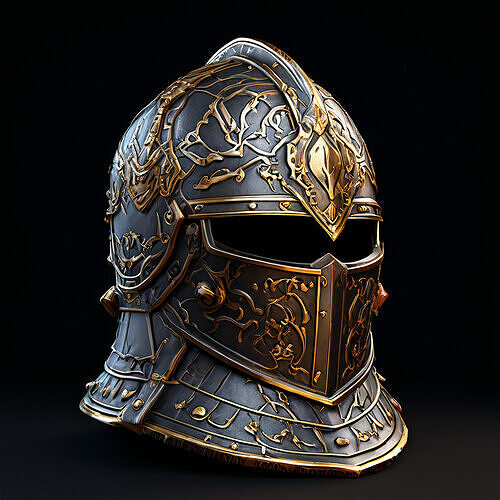 Ornate Medieval Knight Helmet 3D Model Low-poly 3D model