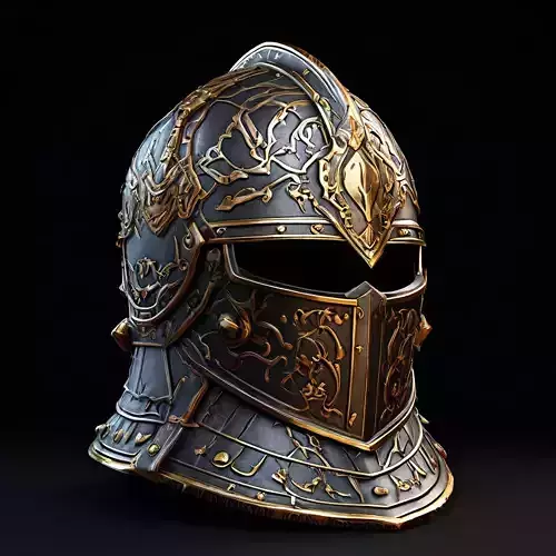 Ornate Medieval Knight Helmet 3D Model Low-poly 3D model
