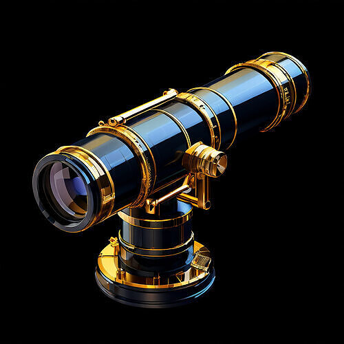 Luxury Gold and Black Telescope Model Low-poly 3D model