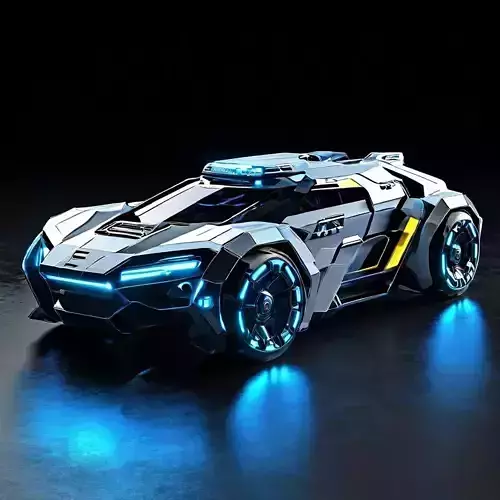 Futuristic SciFi Police Car Low-poly 3D model