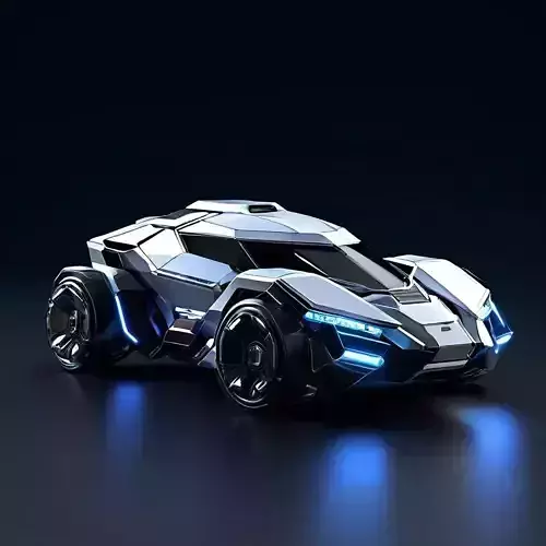 Futuristic SciFi Sports Car Low-poly 3D model