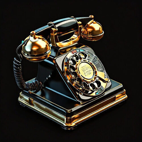 Vintage Gold and Black Rotary Phone Low-poly 3D model