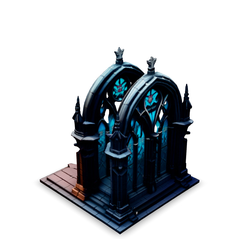 Gothic Arch Window Stained Glass Low-poly 3D model_4