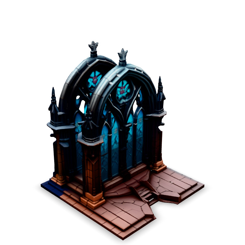 Gothic Arch Window Stained Glass Low-poly 3D model_2