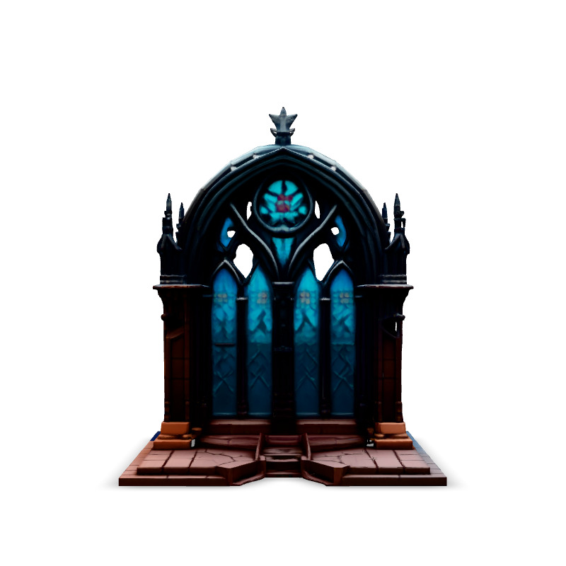 Gothic Arch Window Stained Glass Low-poly 3D model_3