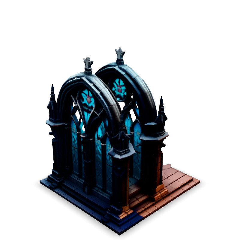 Gothic Arch Window Stained Glass Low-poly 3D model_5