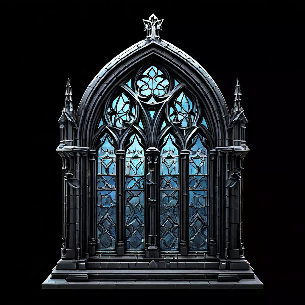 Gothic Arch Window Stained Glass Low-poly 3D model_0