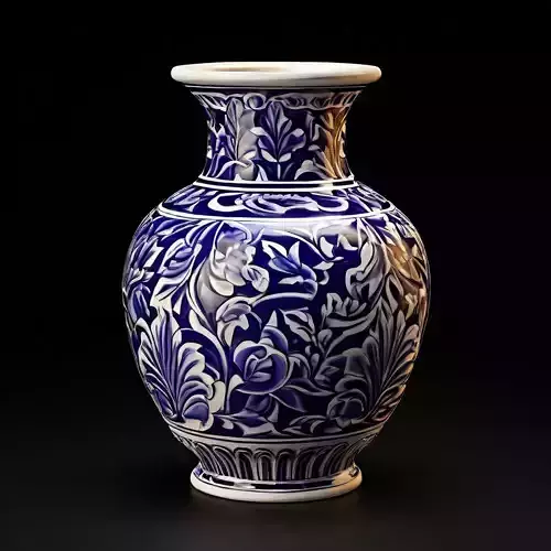 Ornate Blue and White Porcelain Vase