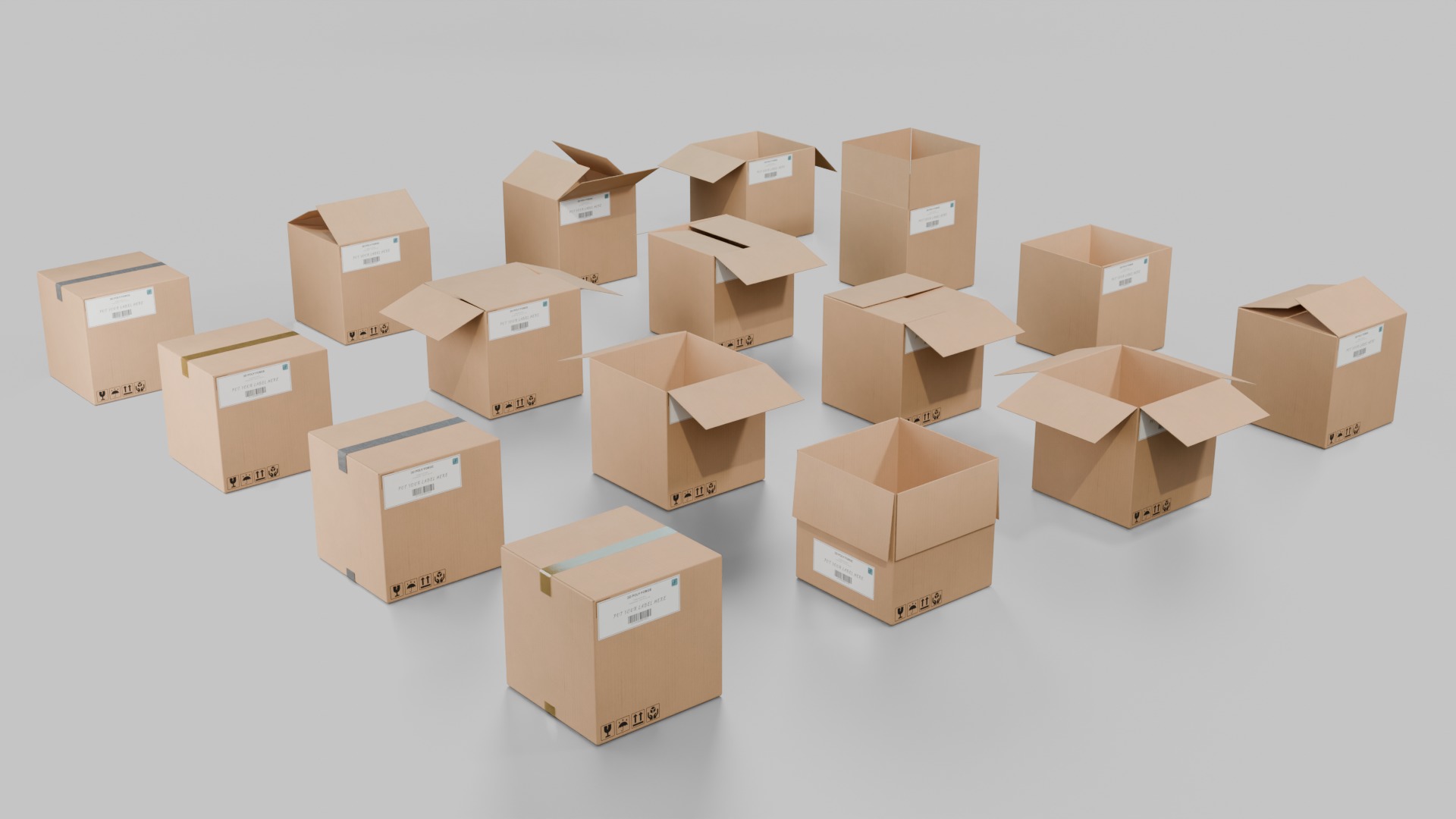 Essential Cube and Rectangular Box - Rigged and Customizable 3D Model Collection_11