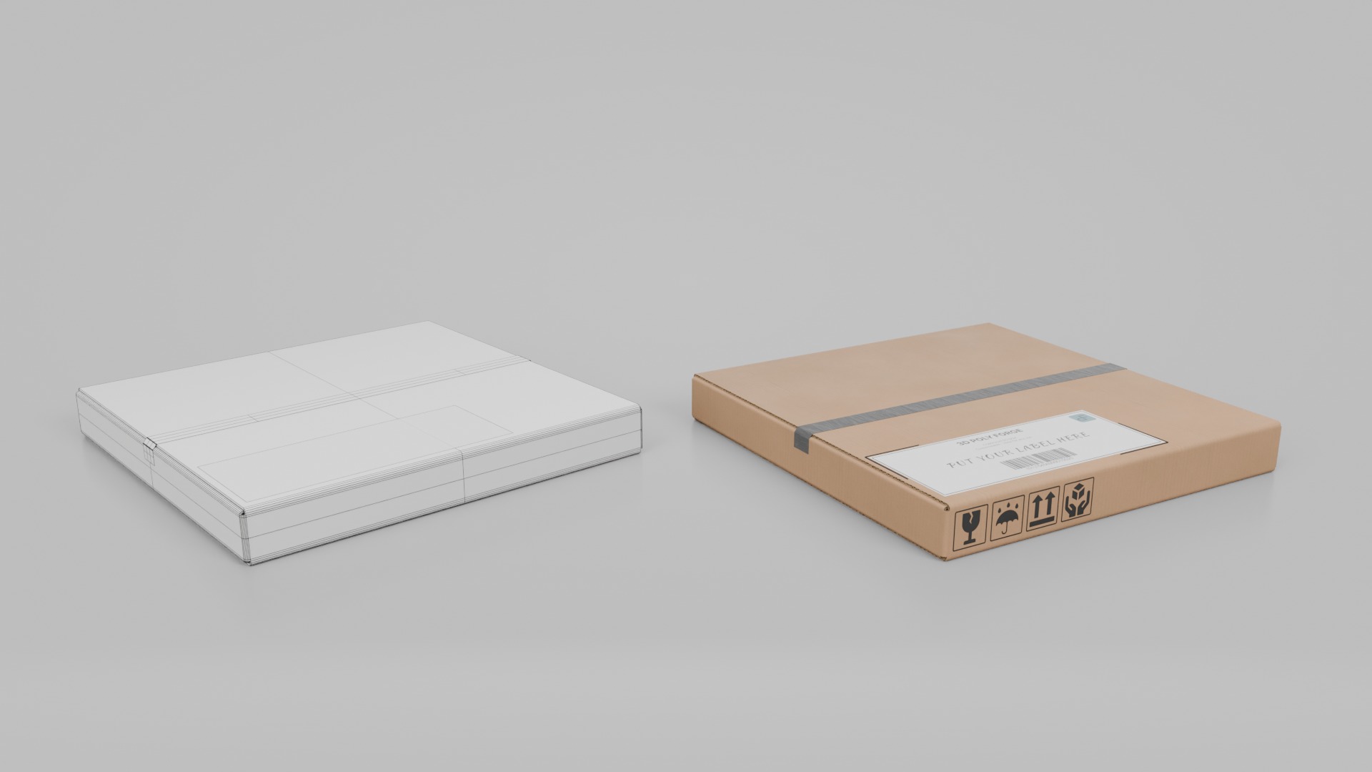Flat and Slim Packaging Box Trio - Rigged and Customizable 3D Model Collection_30