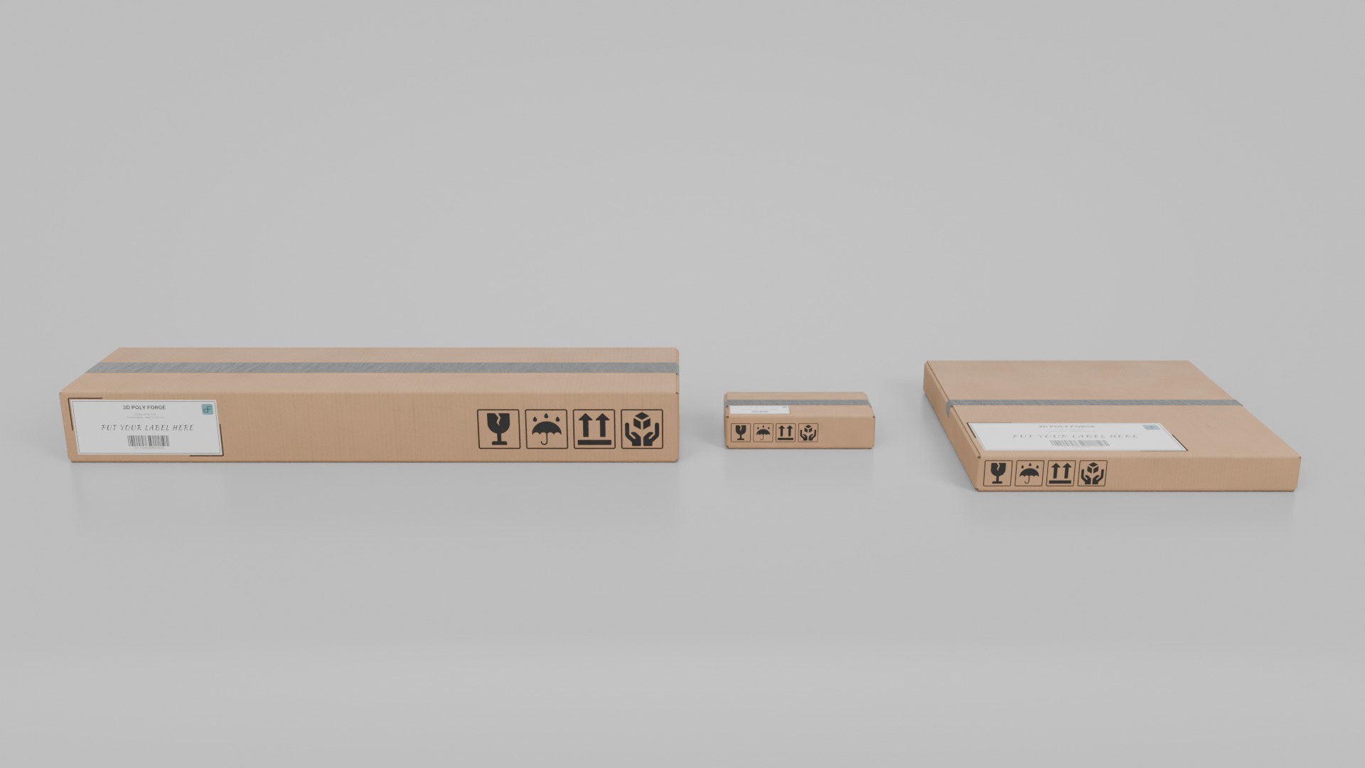 Flat and Slim Packaging Box Trio - Rigged and Customizable 3D Model Collection_5