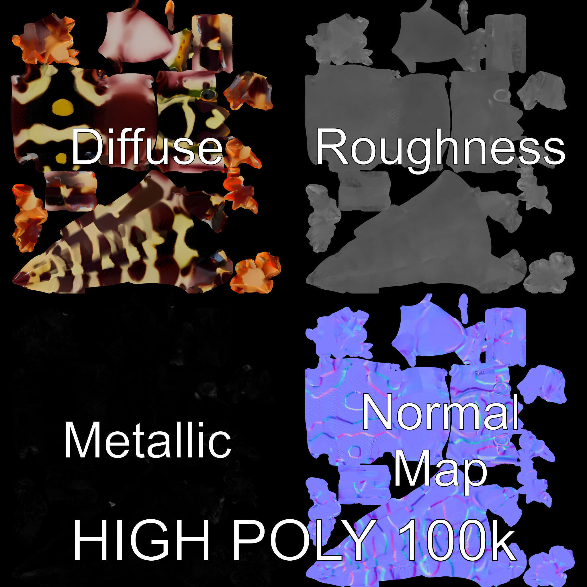 Colorful Salamander Model Pack Low-poly 3D model_3