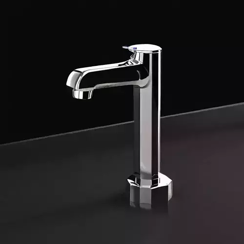 Realistic Modern Chrome Faucet 3D Model