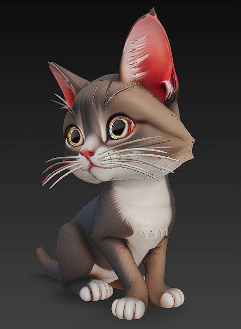Cat Realistic 3D Model Basic - Low Poly Realistic Low-poly 3D model_2
