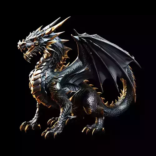 Majestic Black and Gold Dragon