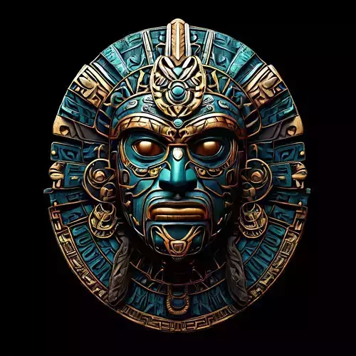 Ancient Mayan Turquoise Gold Mask Low-poly 3D model