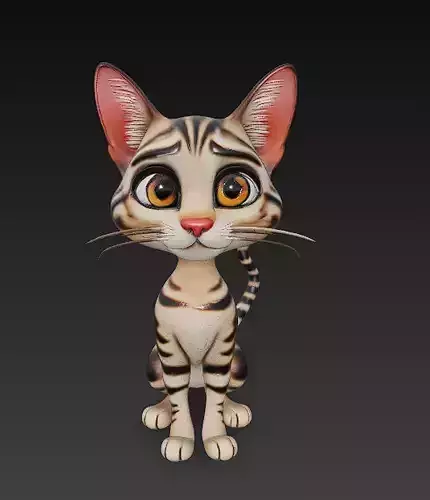 Cat Realistic 3D Model Basic - Low Poly Realistic