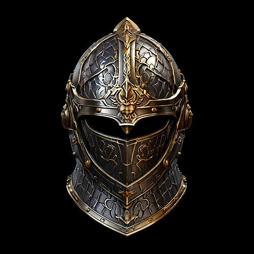 Fantasy Medieval Knight Helmet Low-poly 3D model