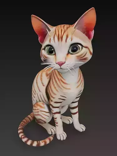 Cat Realistic 3D Model Basic - Low Poly Realistic 