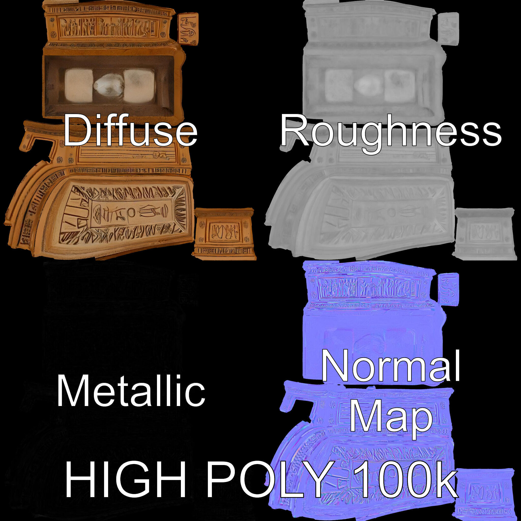 Ancient Egyptian Sarcophagus D Model Pack Low-poly 3D model_3