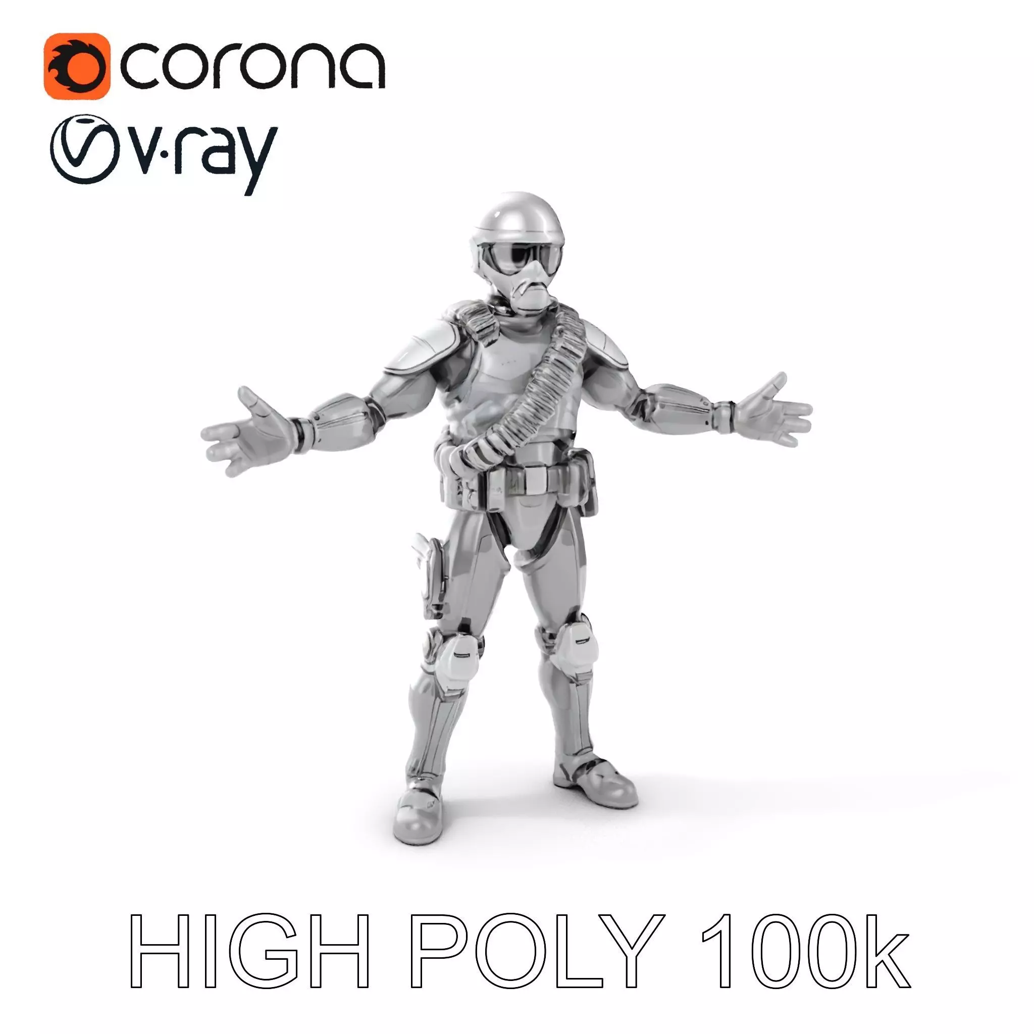 Futuristic Tactical Armored Soldier with Versatile Animations Low-poly 3D model