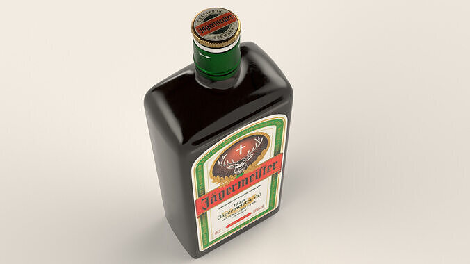 Jagermeister Liqueur Alcohol Bottle Low-poly 3D model 5