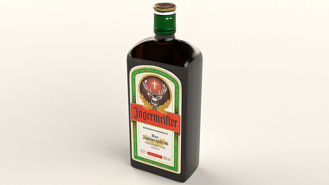 Jagermeister Liqueur Alcohol Bottle Low-poly 3D model 7
