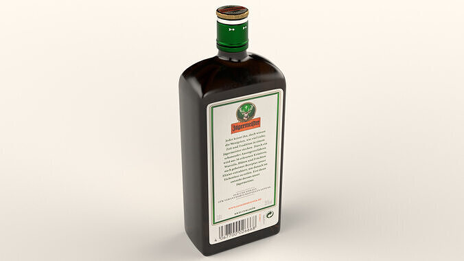Jagermeister Liqueur Alcohol Bottle Low-poly 3D model 3