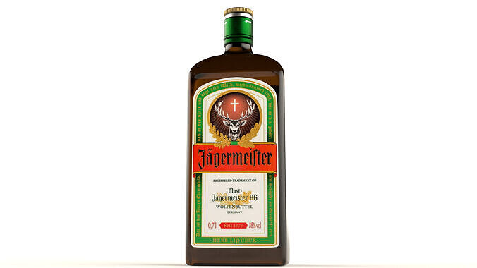 Jagermeister Liqueur Alcohol Bottle Low-poly 3D model 2