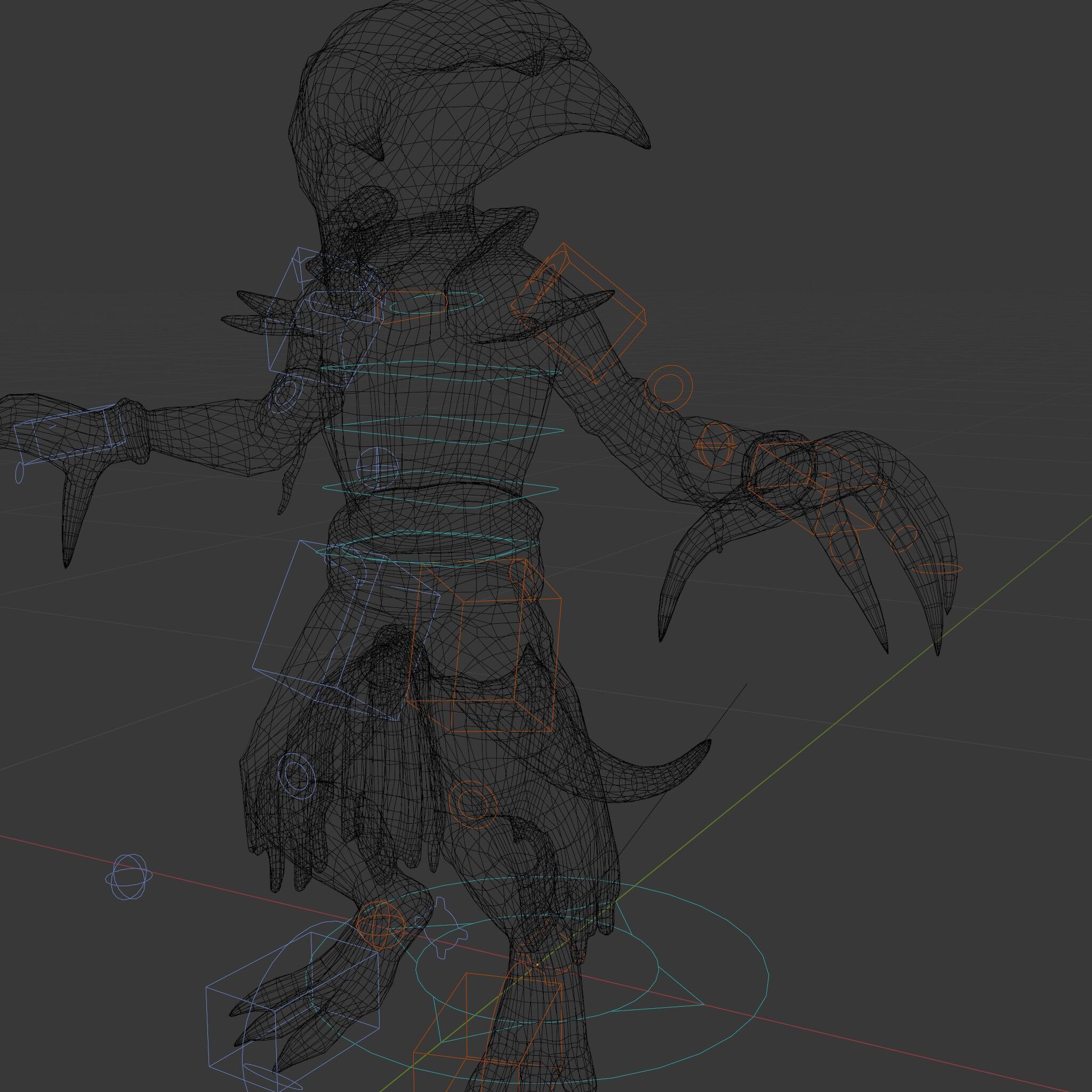 Aquatic Alien Warrior D Model with Glowing Green Eyes and Tri... Low-poly 3D model_30