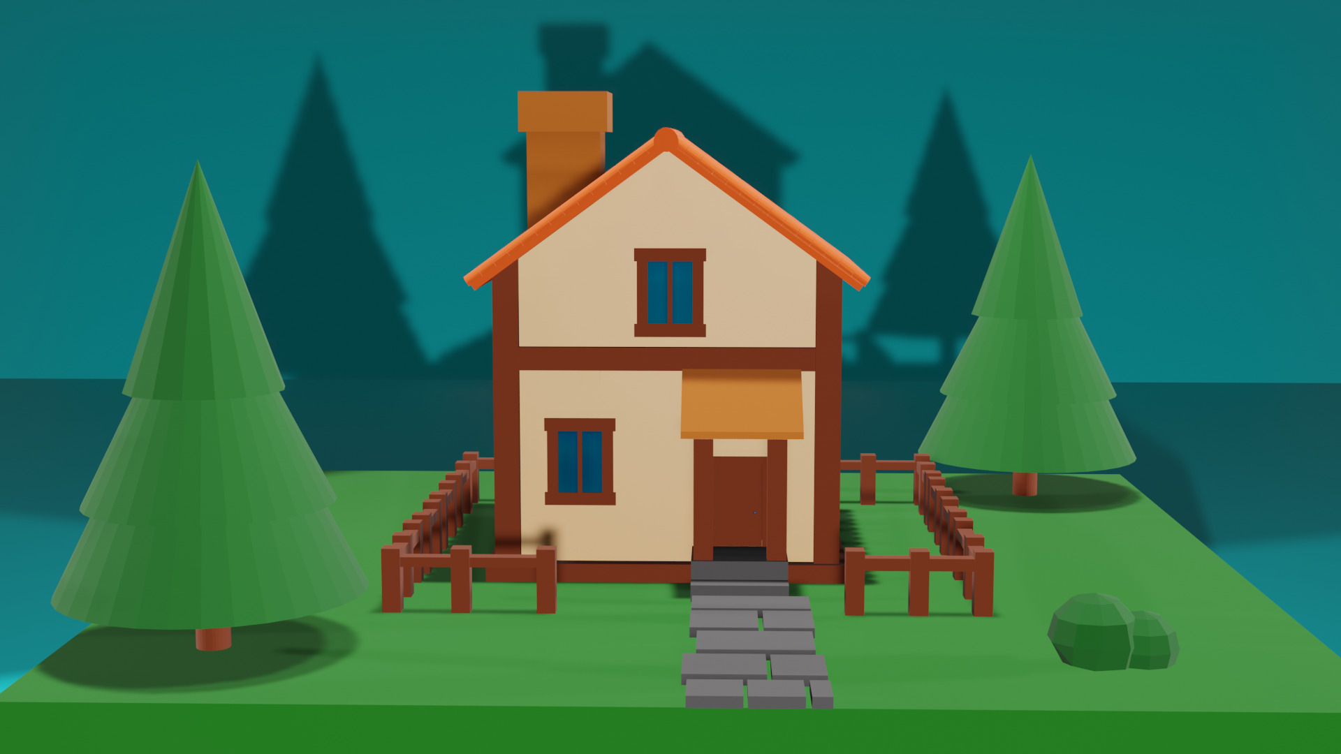 Low Poly House Low-poly 3D model_2