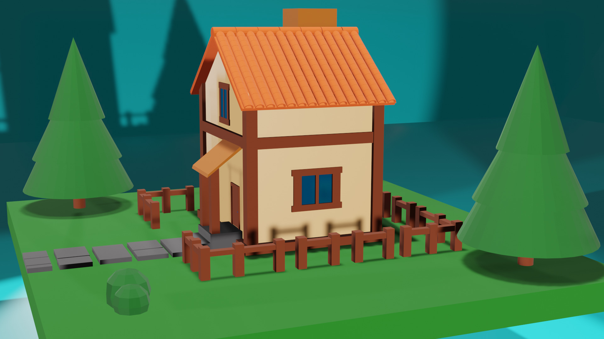 Low Poly House Low-poly 3D model_6