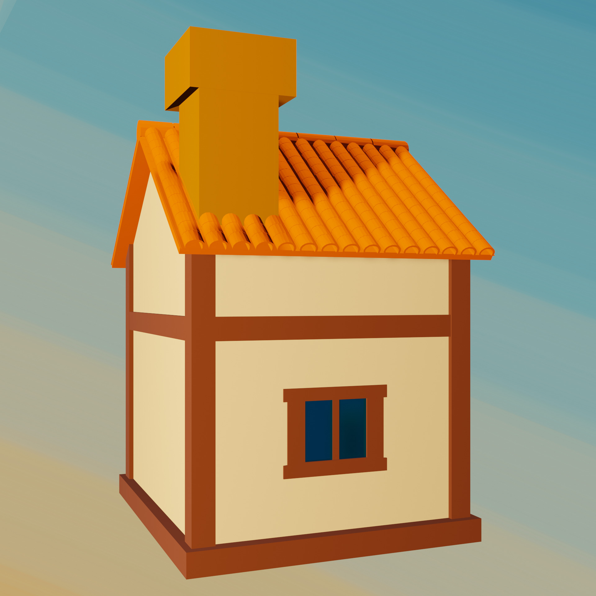 Low Poly House Low-poly 3D model_8