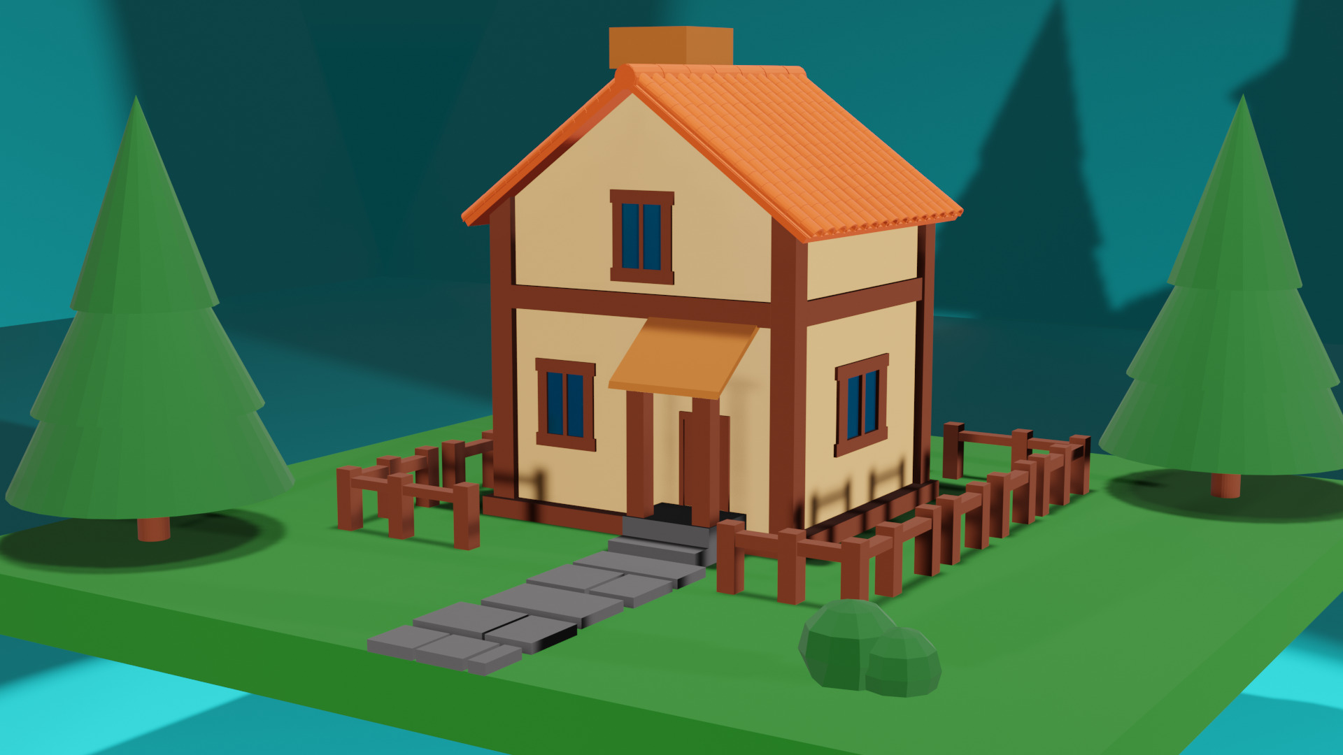 Low Poly House Low-poly 3D model_1