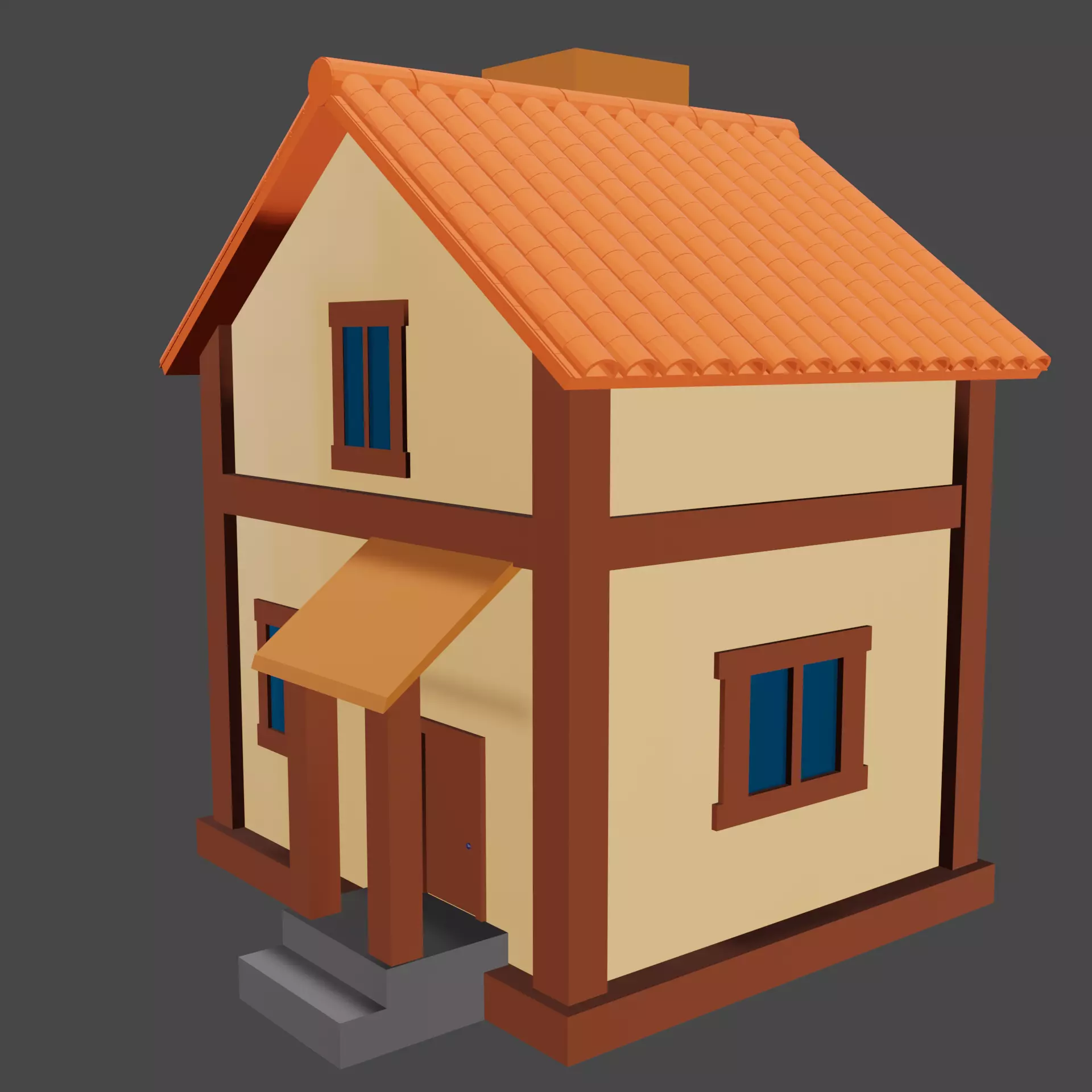 Low Poly House Low-poly 3D model_0