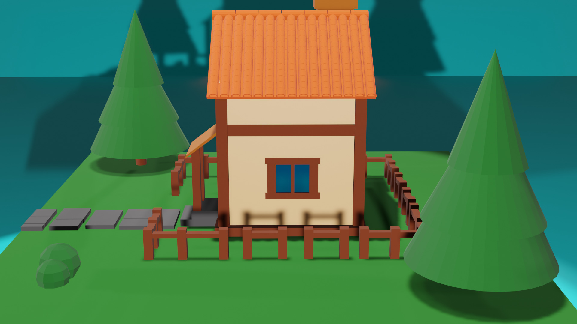 Low Poly House Low-poly 3D model_5