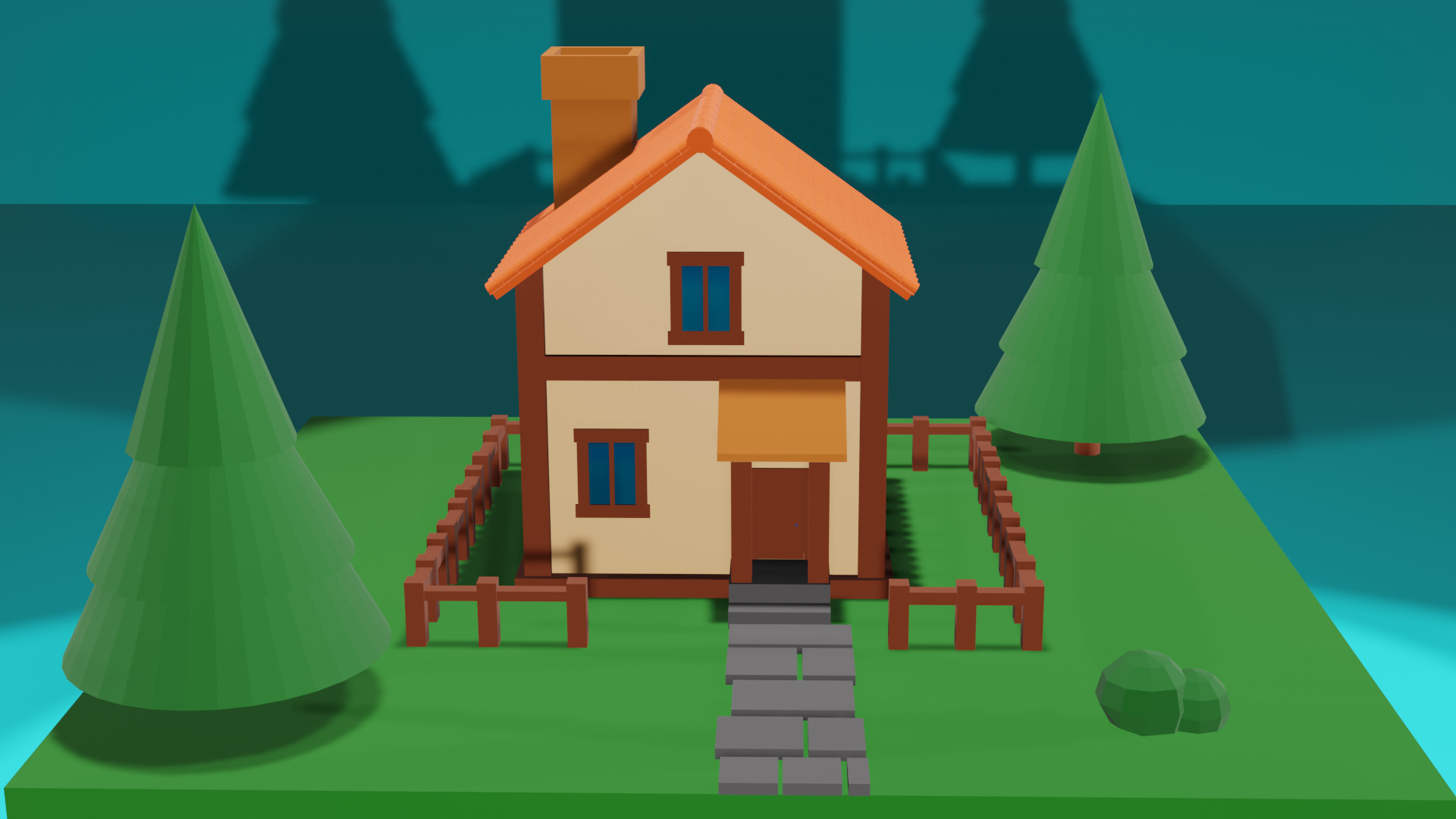 Low Poly House Low-poly 3D model_4