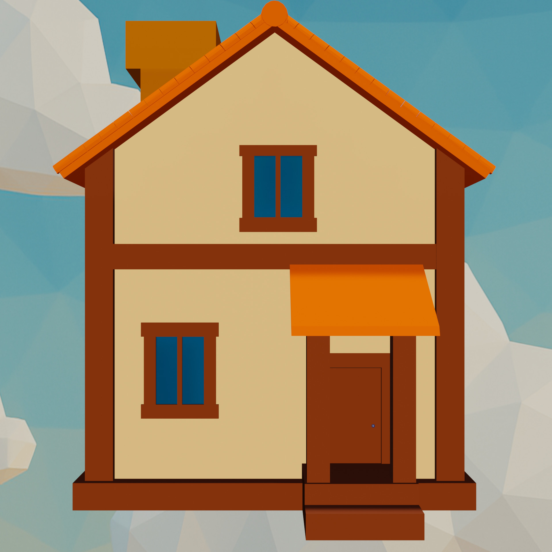 Low Poly House Low-poly 3D model_3