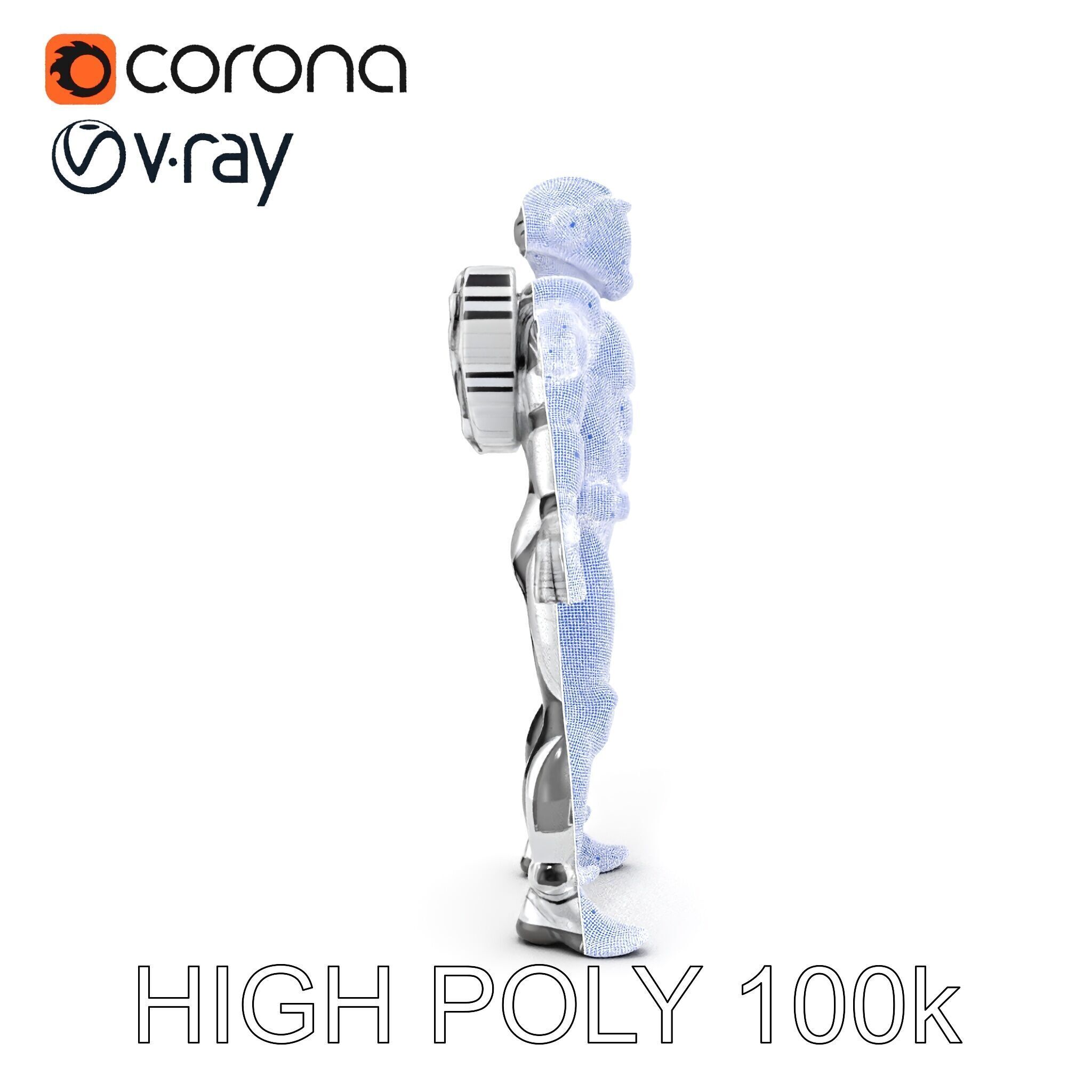 Futuristic Armored Space Explorer D Character Model Low-poly 3D model_28