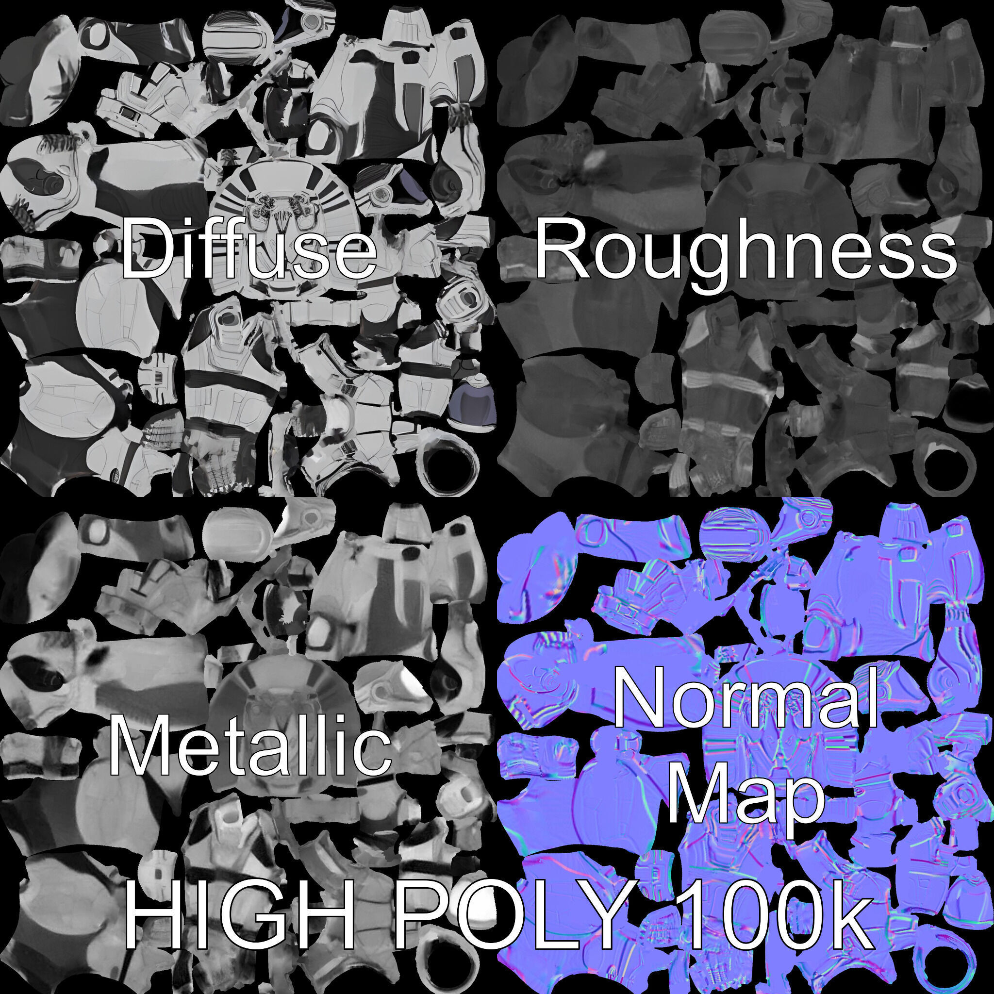 Futuristic Armored Space Explorer D Character Model Low-poly 3D model_3