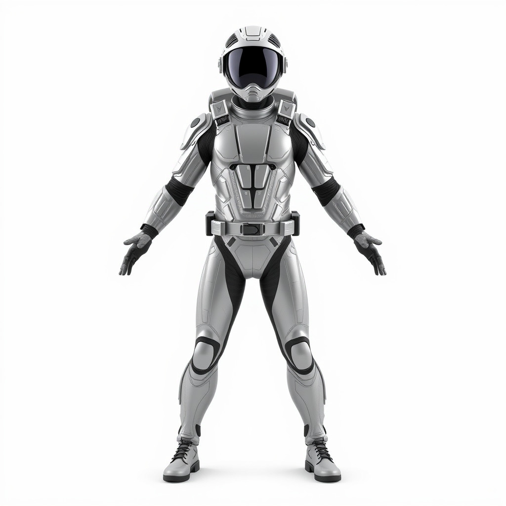 Futuristic Armored Space Explorer D Character Model Low-poly 3D model_2