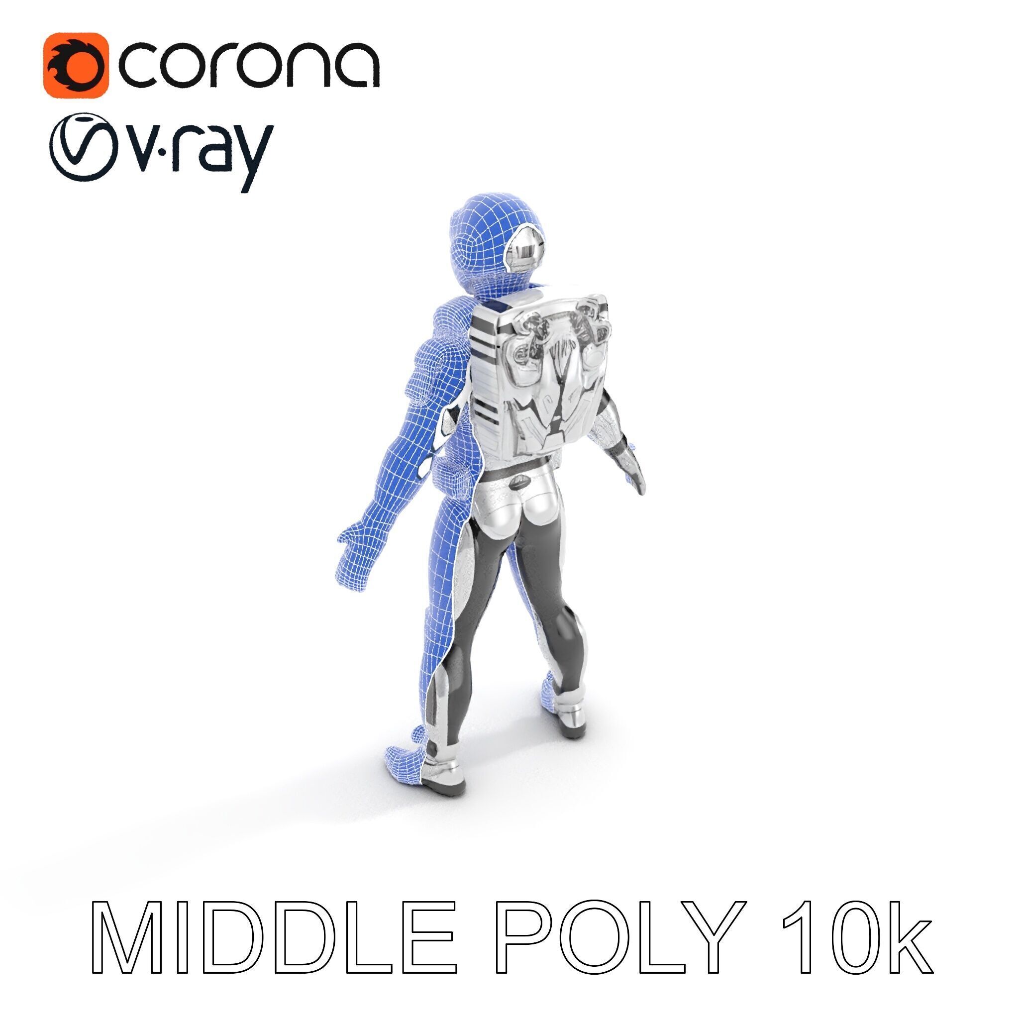Futuristic Armored Space Explorer D Character Model Low-poly 3D model_23