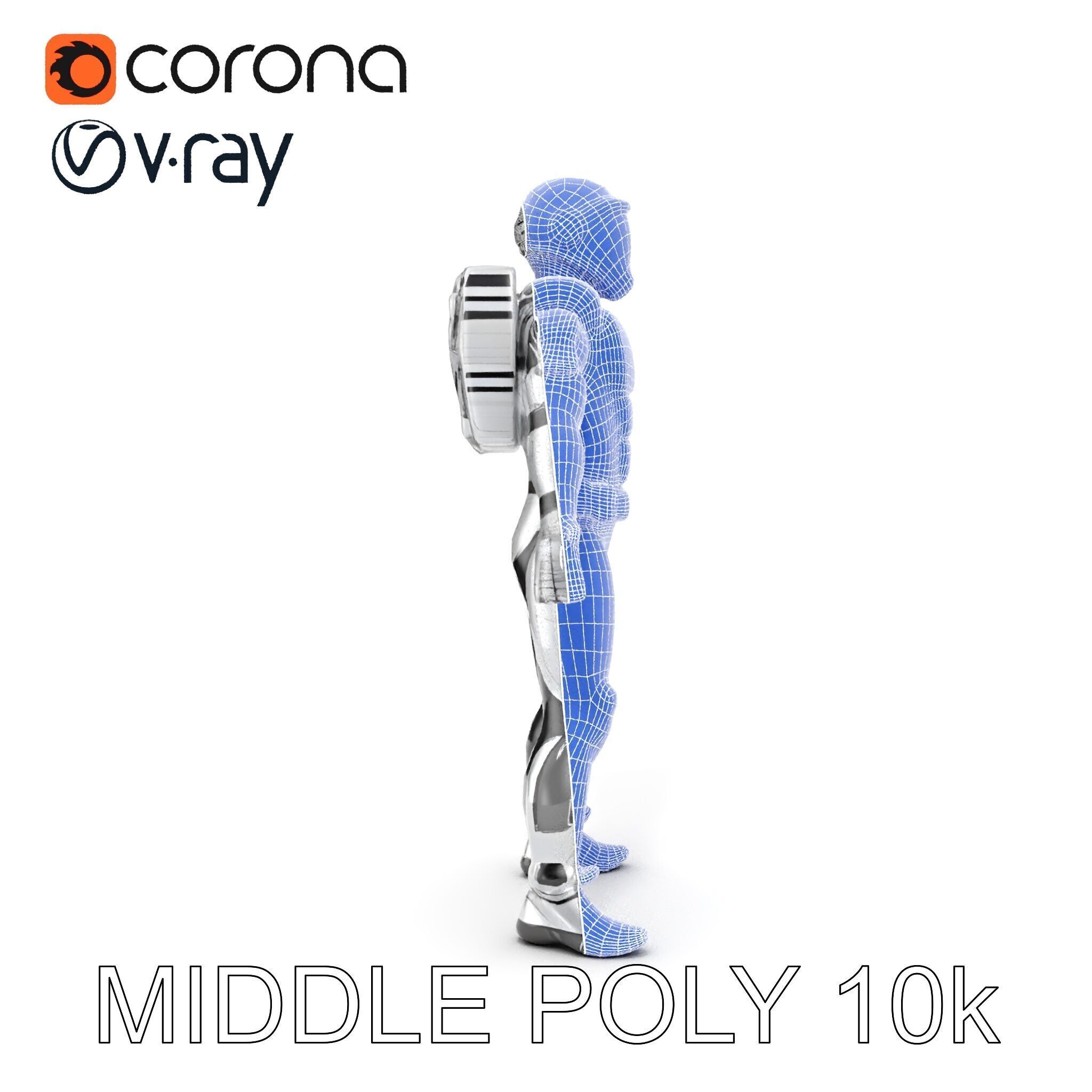 Futuristic Armored Space Explorer D Character Model Low-poly 3D model_26