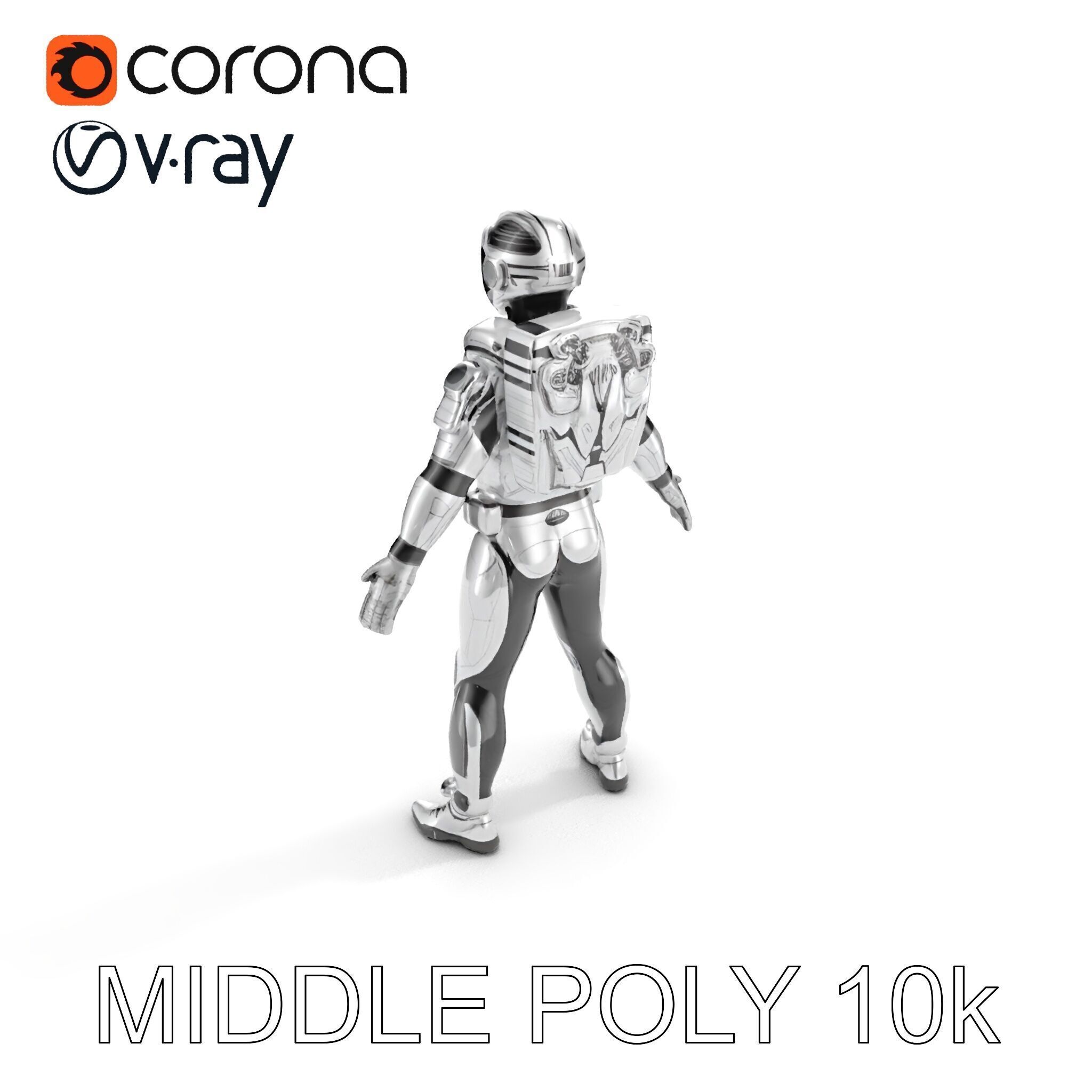 Futuristic Armored Space Explorer D Character Model Low-poly 3D model_19