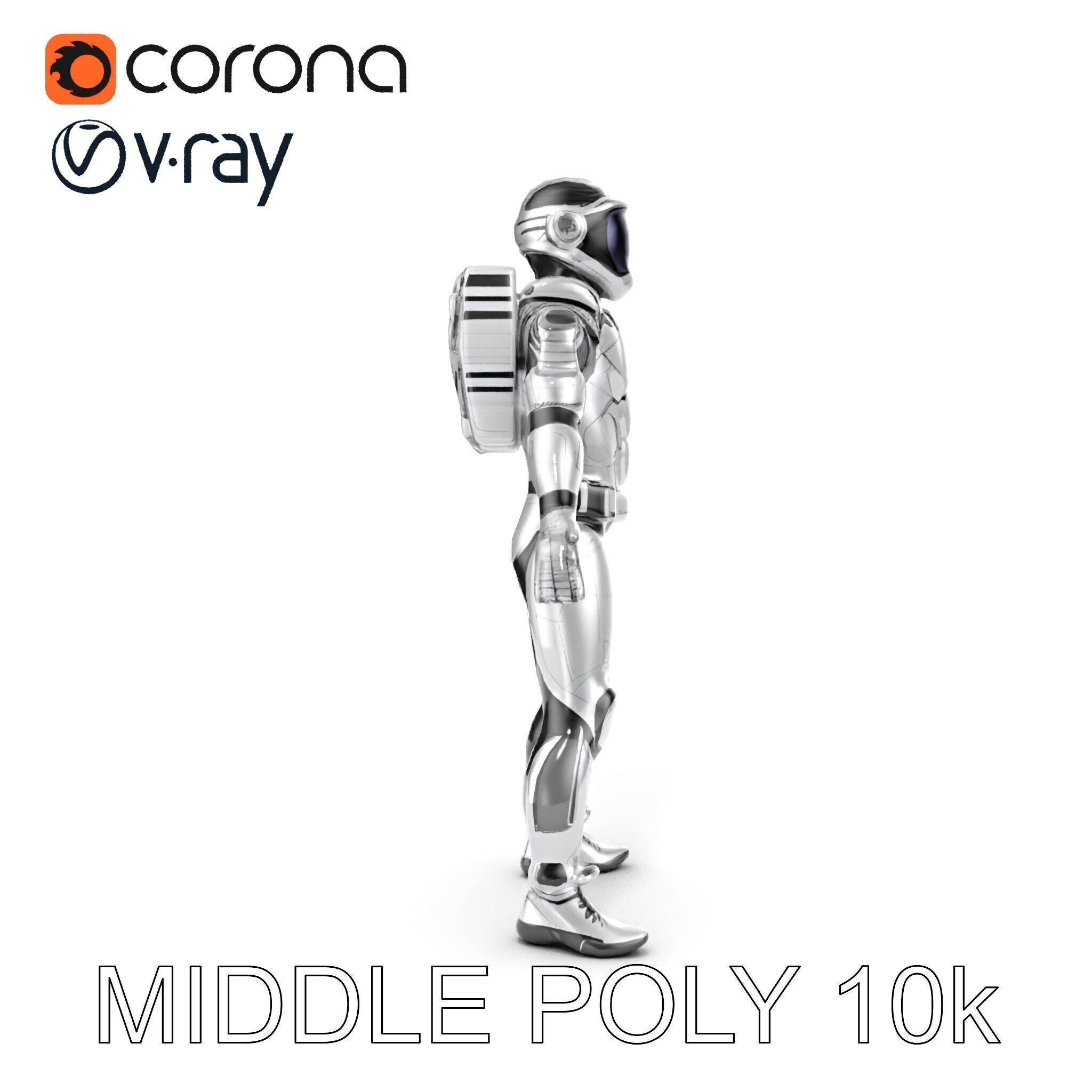 Futuristic Armored Space Explorer D Character Model Low-poly 3D model_35