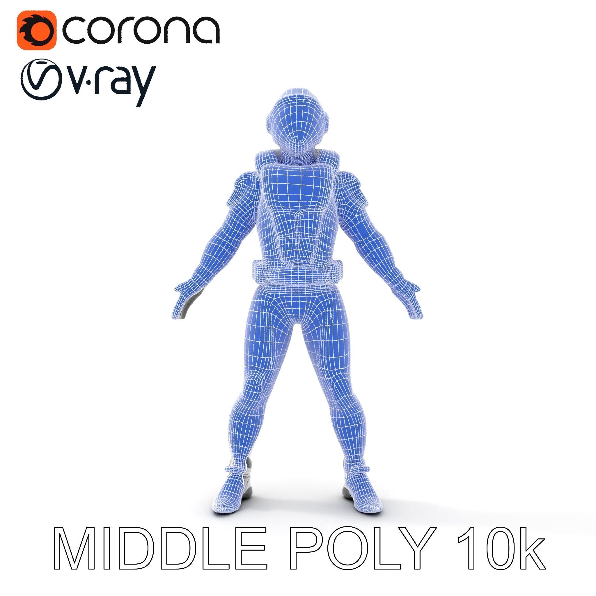 Futuristic Armored Space Explorer D Character Model Low-poly 3D model_16